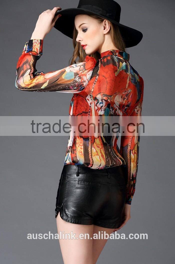 autumn new style popular women 100% real silk shirt