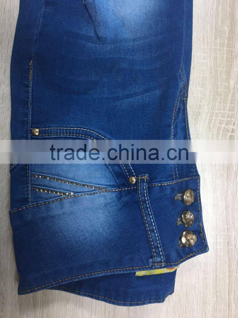 GZY ripped shinny model slim and high-end level women long jeans fabric manufacturers in india stock 2017
