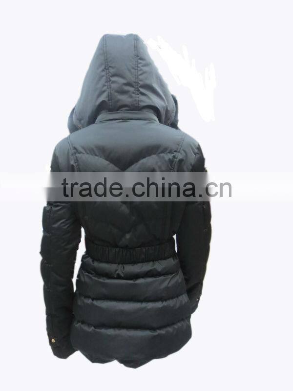 Hot selling high quality woman winter padding coat with rabbit fur hood