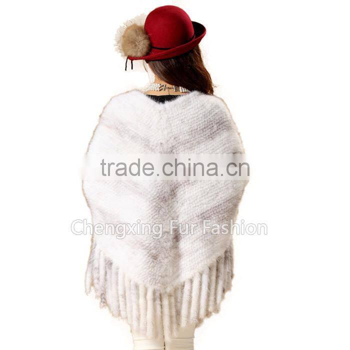 CX-B-M-10E Large Knit Mink Pullover Shawl