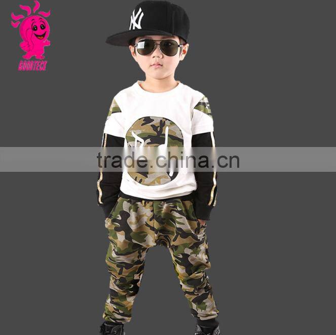Wholesale 2 pcs boy camo set in children clothes,gentleman boys sets
