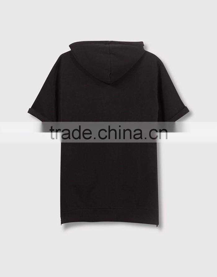 Super quality short sleeve black plain japanese cotton hoodies