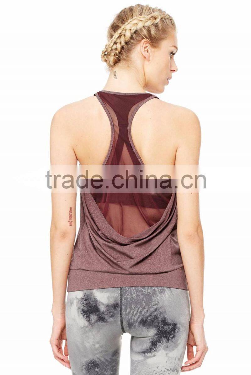 OEM Best Seller Ladies Gym Singlet Custom Tank Top Singlet Yoga Tank in Dark Grey Heather