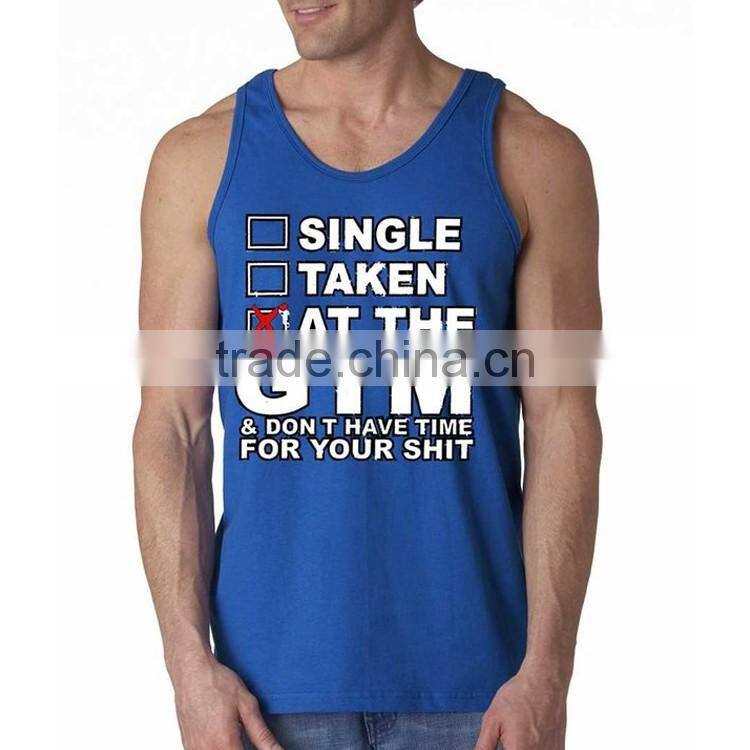 100% cotton custom design wholesale stringer mens tank top with printing