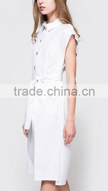 Runwaylover EY2185D Europe Style 2017 Women Cap Sleeve Casual Dress With Button Front