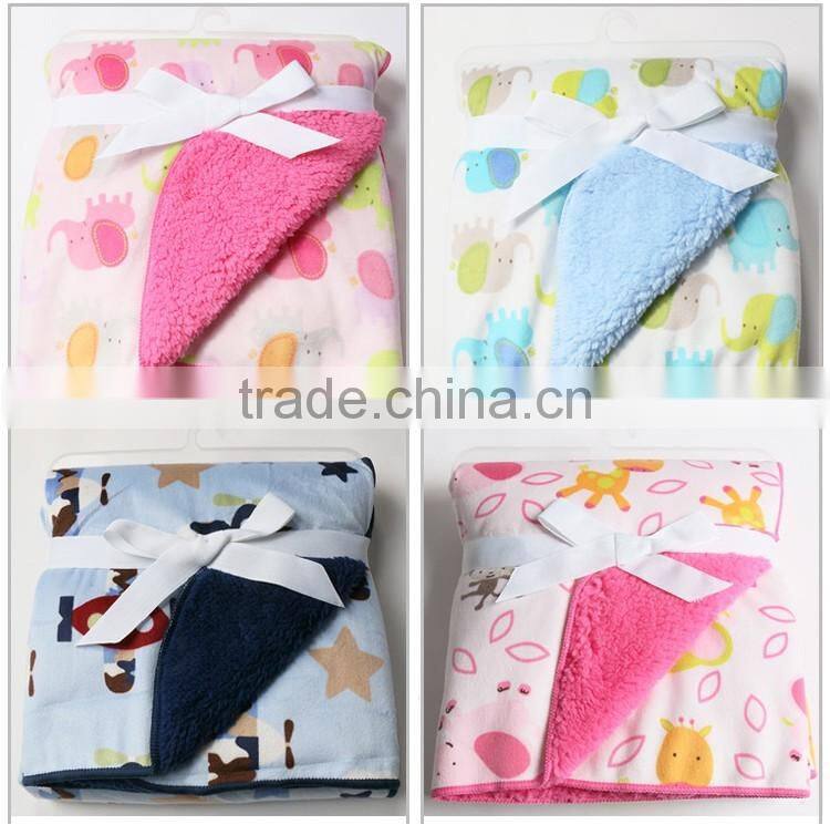 Soft fleeces thickened printed baby blanket