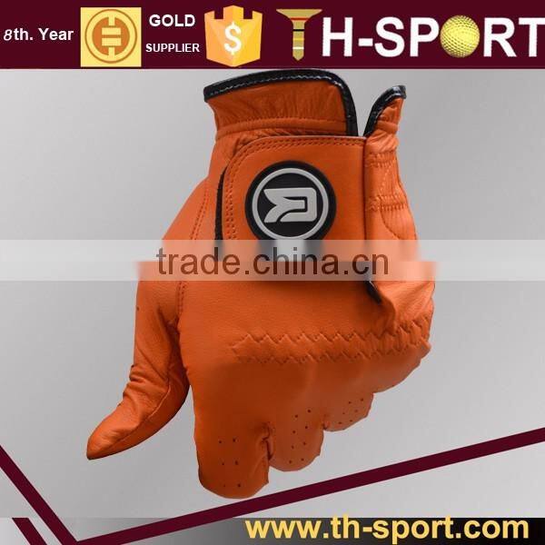 Orange Custom Cheap Cabretta Leather Golf Gloves