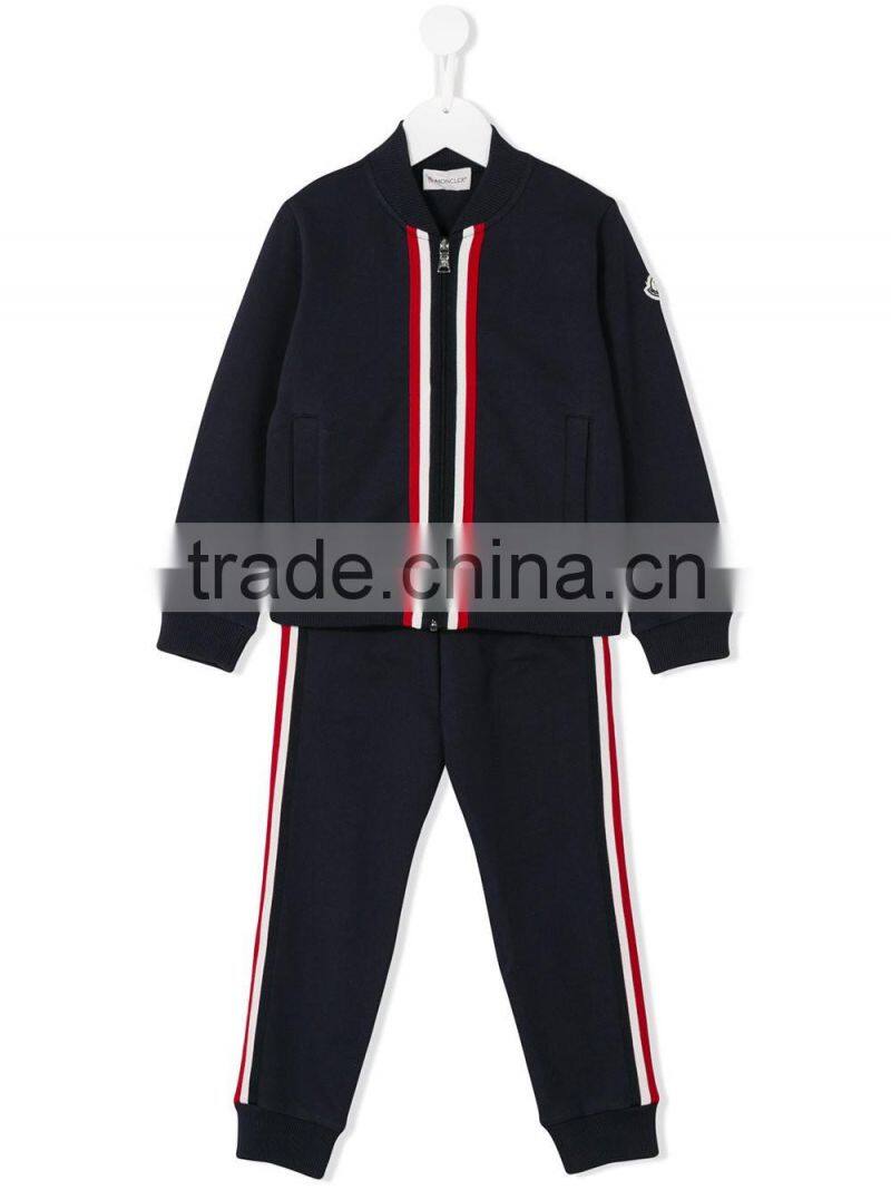 2017 wholesale fashion Custom sports suit Kids baby boy contrast pocket tracksuit children's clothing set