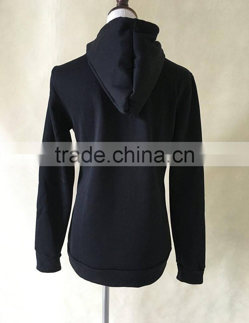 Women's Hoodies Pocket Zip-up Pure Color Blouse