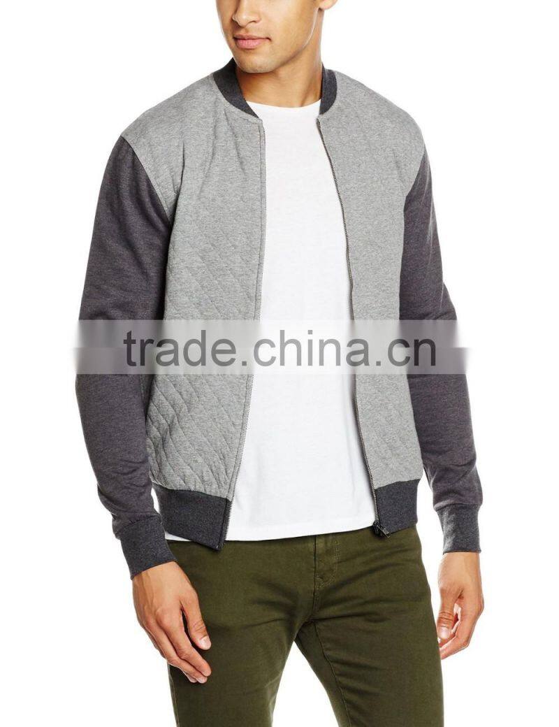 Mens Quilted Plain Hoodie Sweatshirt Winter Jacket