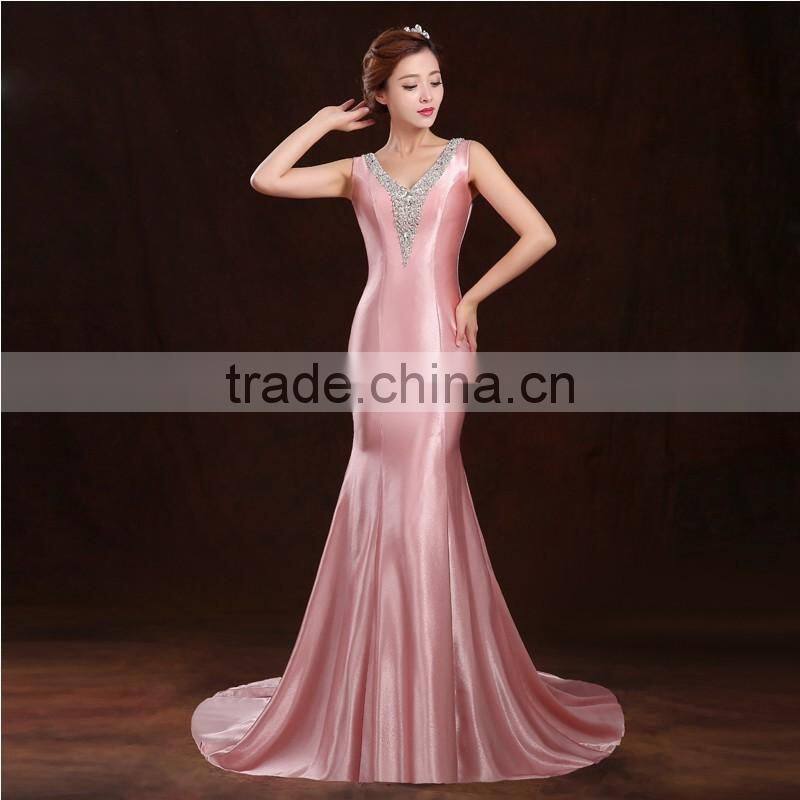 Evening dress sexy bra shoulder 2016 new fashion fish feast slim gown dress for lady