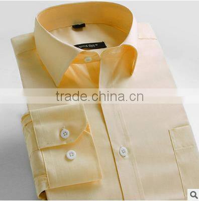 Yiwu direct production export hot sale pure yellow wholesale Korean style designs for men dress leisure shirt