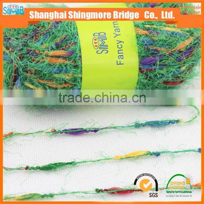 China fancy yarn exporter best wholesale oeko tex 100% spun dyed polyester feather yarn lantern knitting yarn for carpet