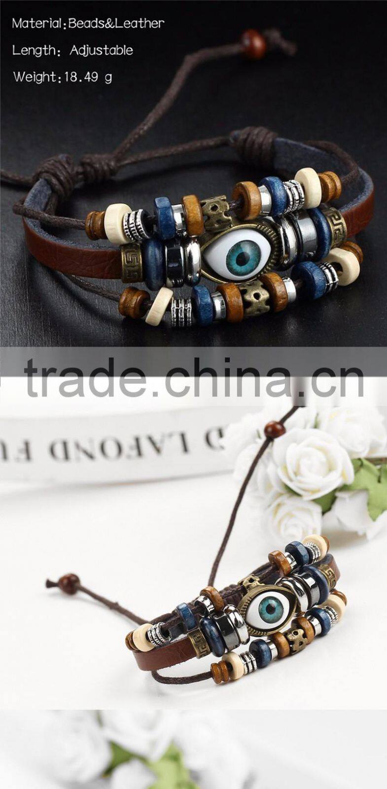 Stainless Steel Magnetic Clasps Pu Leather Bracelet