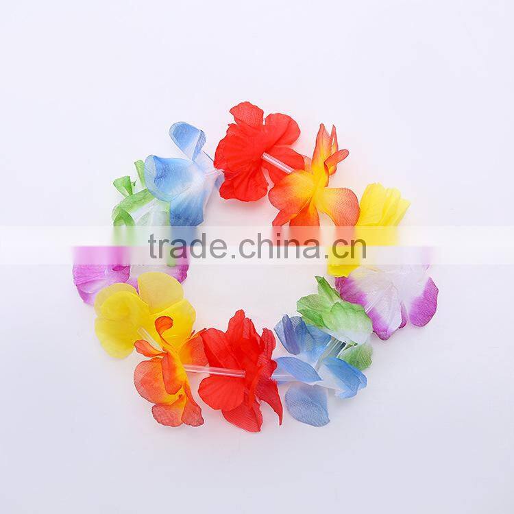 Hawaii Flower Necklaces Hula Lei Garland Set Headband Wristband For Party Dance