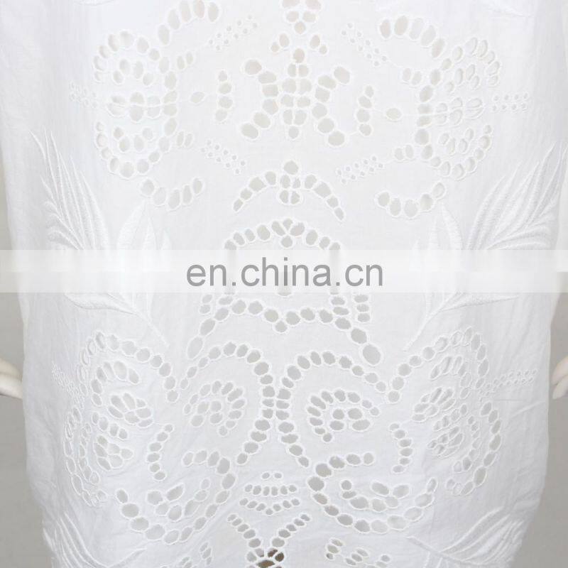 3/4 sleeve Long ladies white hollowing blouse