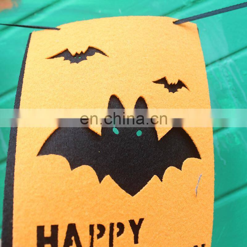 Wholesale promotion Halloween hanging decorations banners funny cheap letter pumpkin felt pennant string flags MFJ-0031