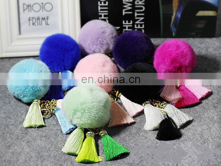 2016 Beautiful Real Rabbit Fur Ball KeyChain / Car and Bag Charm Keychain
