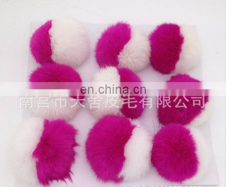 genuine fur trimming for beanie and garment two tone mixed color rabbit fur ball from china