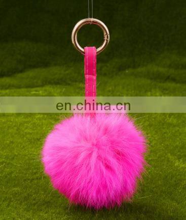 Promotional Charm Fluffy fox fur ball pom poms Accessories plush keychain car keyring Bag Purse Pendant Heart shape