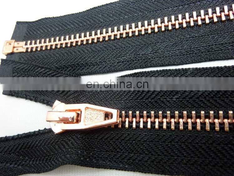 Hot sale fashion rose gold metal zipper