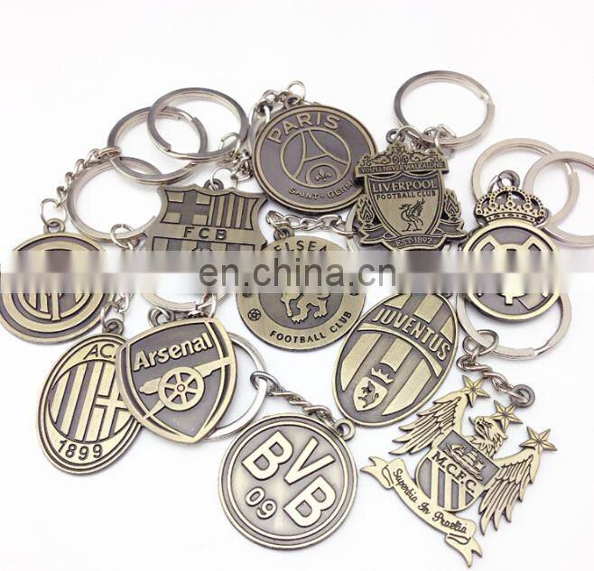 Europe's Football leagues Club Keychain Soccer Club Logo Bronze Keychain