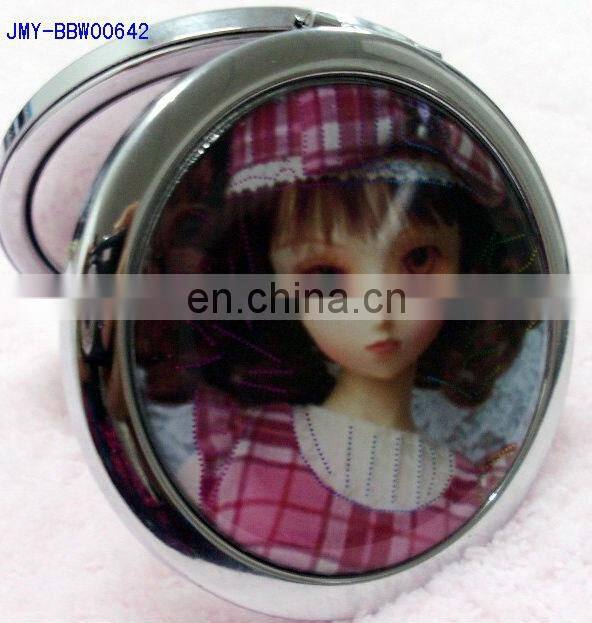 Cute Barbie doll fashion promotional matel pocket mirror