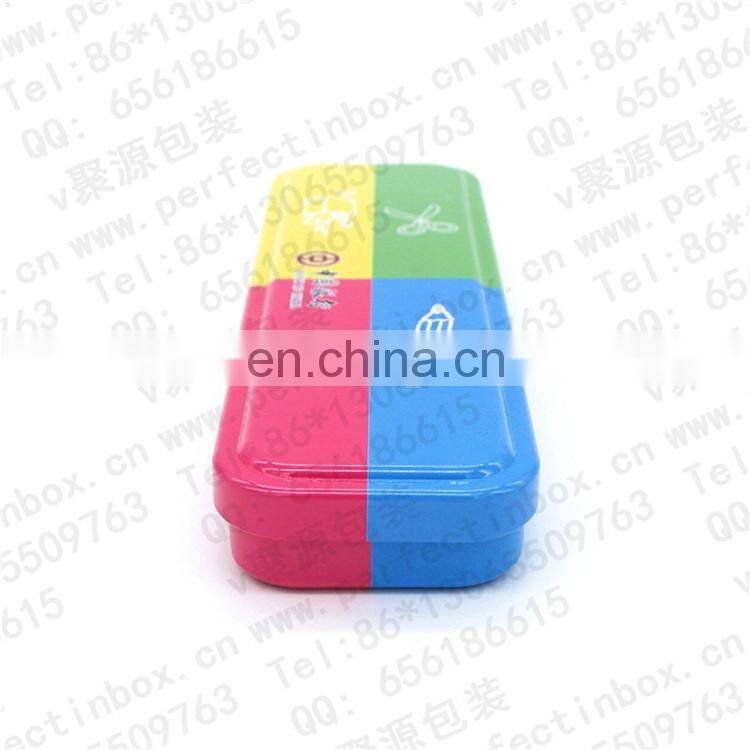Tin pencil case with hinge for children/plastic pencil case