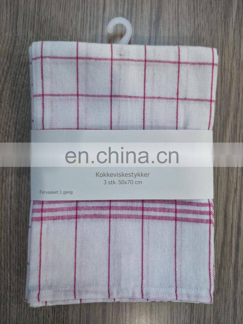 Pack of 3 yarn dyed cotton check tea towel