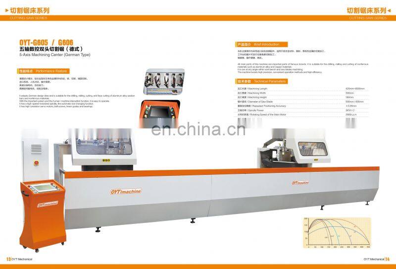 Automatic OYT 5-axis aluminum profile double-head sawing machine