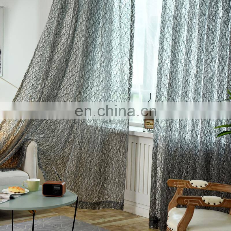 Factory supply natural style ripple design voile curtain net voile fabric 2020
