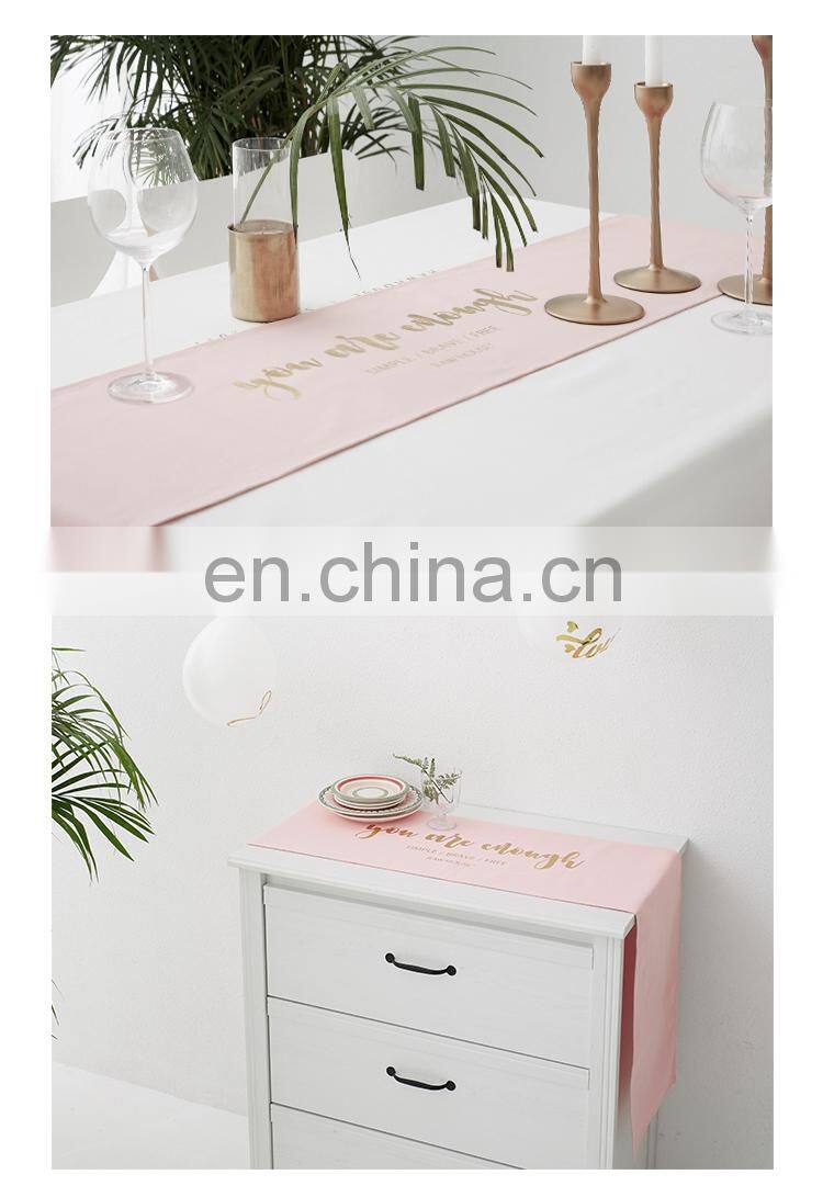 RAWHOUSE design rectangle cotton withe gray canvas dining table runner