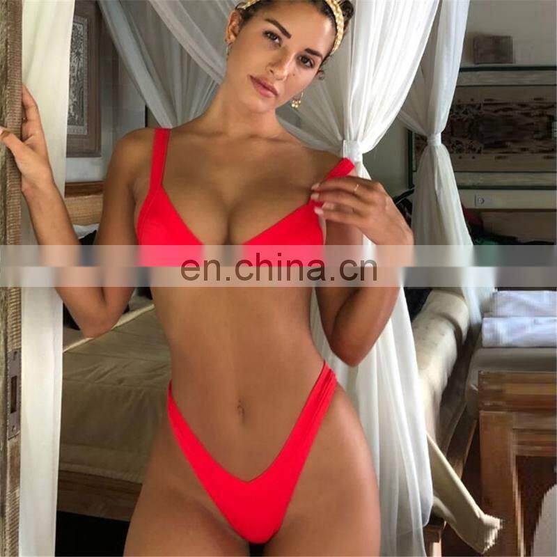 Sub-bikini Deep V Pants Pure Color Women's Bathing Suits Cross-border