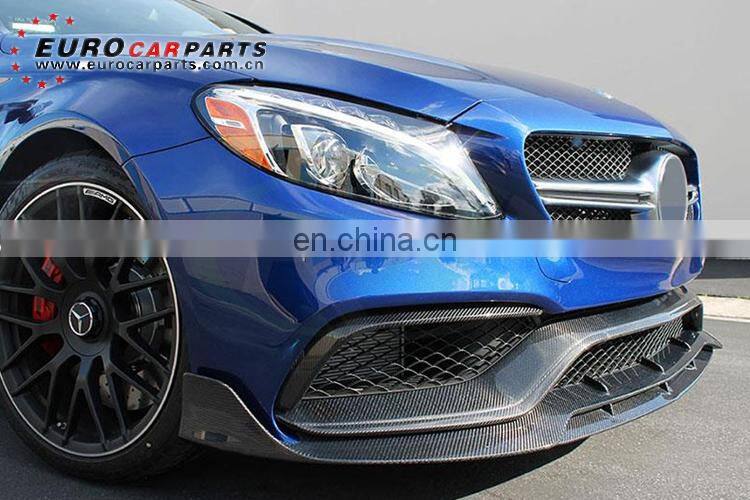 C63 front lip fit for MB C-class W205 C63 2014-2016year sedan to B-style carbon fiber C63 carbon front spoiler