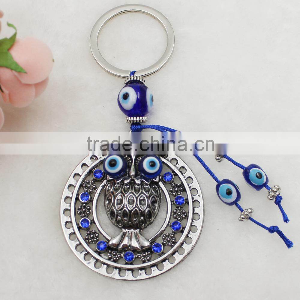Blue Evil Eye Silver Owl Gift Pendant Keychain