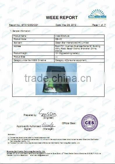 Popular design 10.1inch video greeting cards lcd video business cards video brochure card for invitation