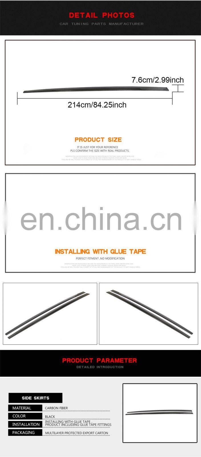 Carbon Fiber F06 M TECH Side Skirts Extension of Body Kit for BMW 640i 650i Gran Coupe M Sport 12-17