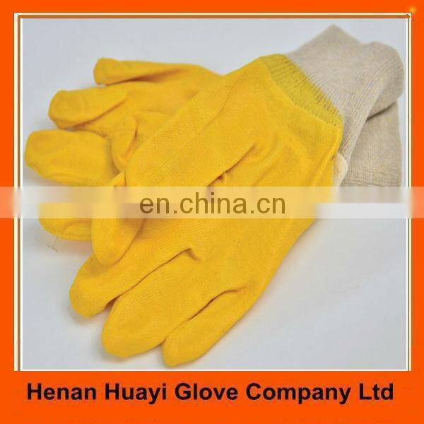 Cheap Yellow Palm Coated Nitrile Working Gloves With Interlock Lining