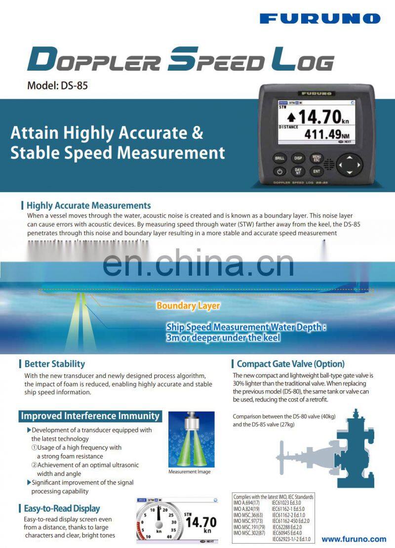 Marine electronics maritime navigation communication FURUNO DS-80 DS-85 water radio stable speed measurement doppler speed log