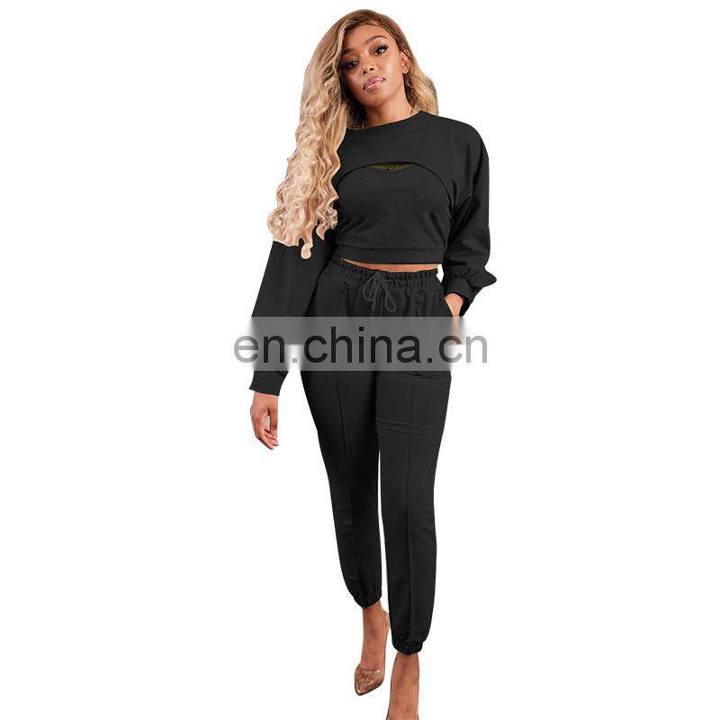 New Products 2021 Ladies Long Sleeve Bodysuit Jumpsuit 3 Piece Set Ladies Stacking Jogging Set