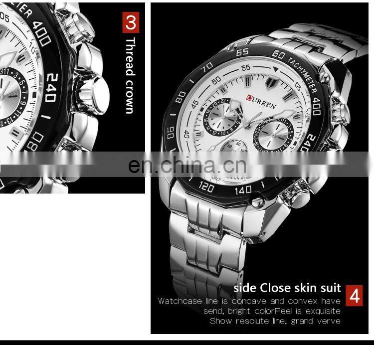 CURREN 8077 Men Quartz Luxury Chronograph Stainless Steelwatches Casual Water Resistant Army Watches Relogio Masculino