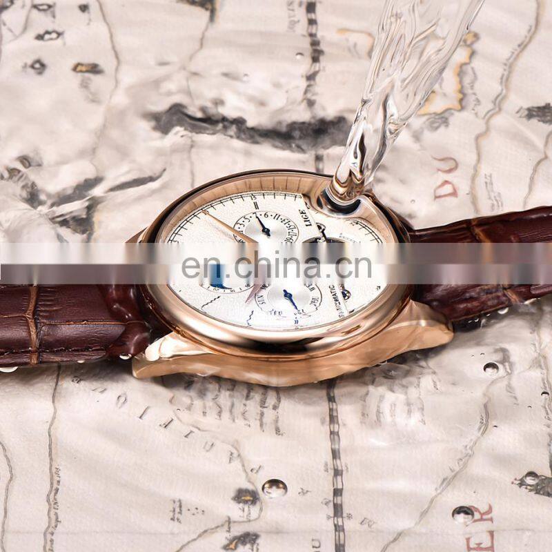 Lige 6826 Retro Men Mechanical Watches Tourbillon Waterproof Leather Top Brands Luxury Watch Automatic Mens