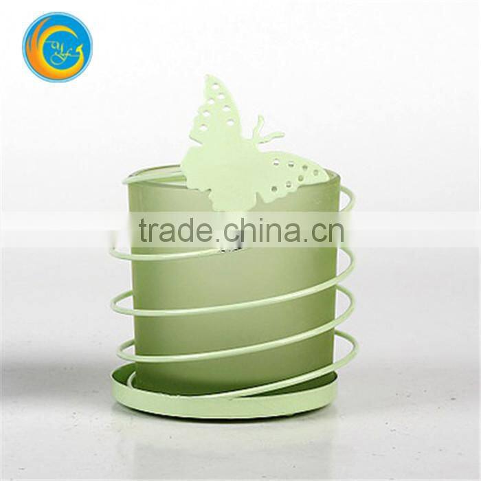 Frosted Butterfly glass tealight mirror votive candle holders