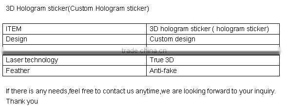 Custom Hologram sticker