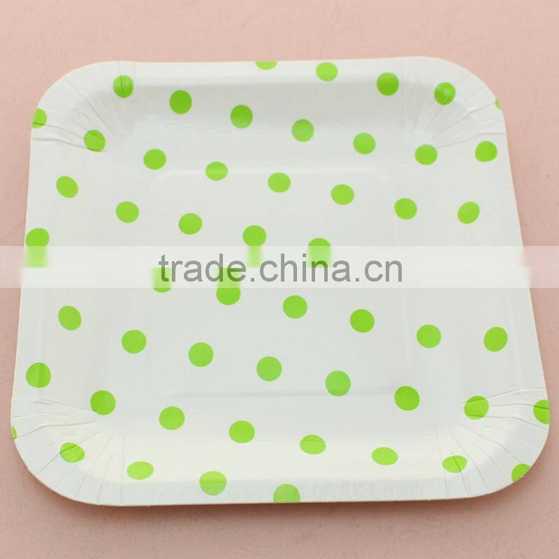 China wholesale fancy dotted 7 inch square paper plates