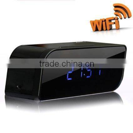 Newest Wifi 1080P Hidden Spy Cam IP Camera Alarm Clock Mini Camcorders HD 160 Deg with Night Vision Black Support 32GB TF Card