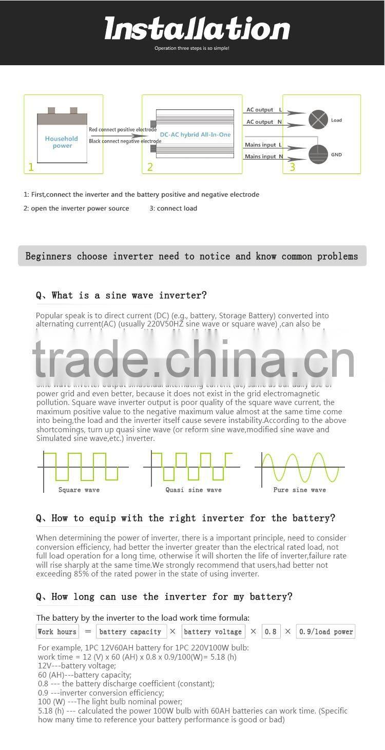 6KW High Frequency Off-Grid 96v dc &110/220v ac solar electric hybrid pure sine wave inverter
