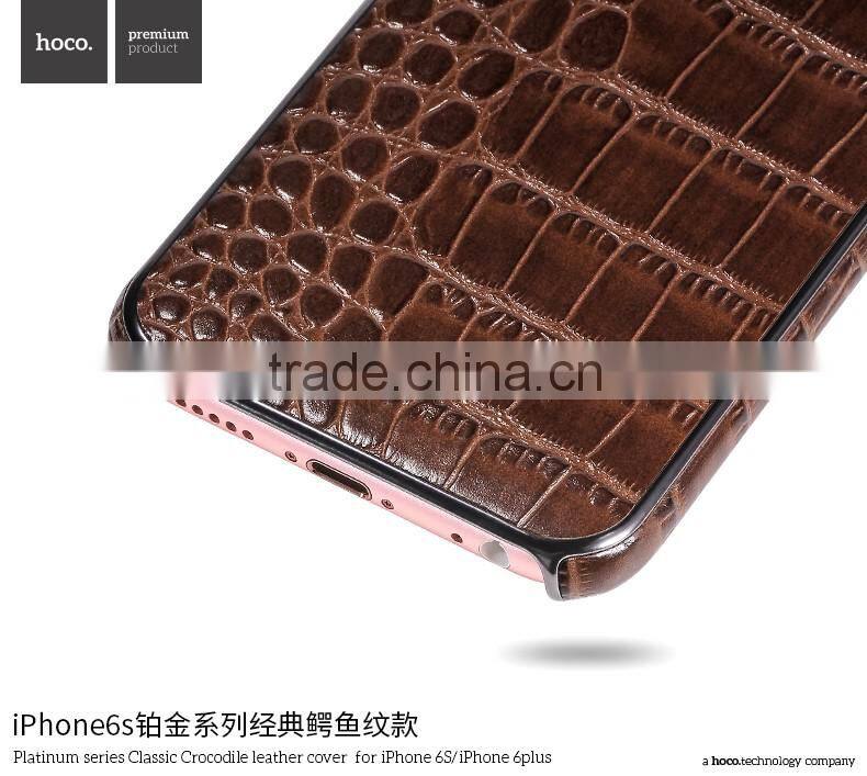 Classic Crocodile Leather Rubber Case for iPhone 6Plus HOCO Real Leather Cover Platinum Series Shell for iPhone 6s Plus MT-5810