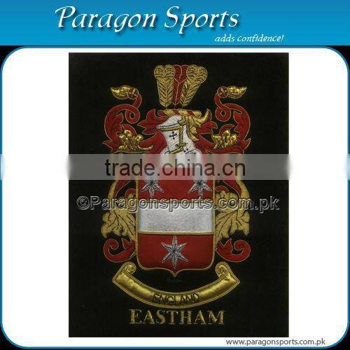 Bullion Wire & Silk Thread Hand Embroidered Family Crest Teeter Badge Emblem