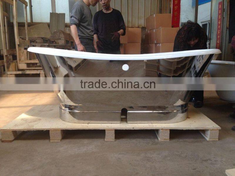 bathroom shower soaking bathing bateau cast iron bath mirror finish